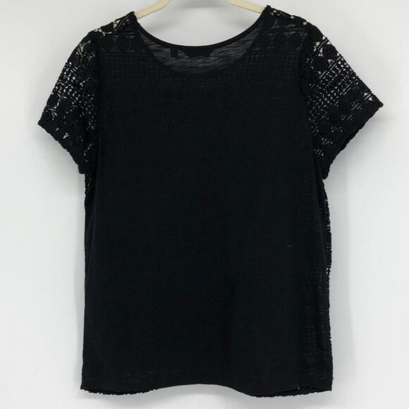 Reitmans Black crochet  short sleeve / front layered opaque T-shirt NWT M - Picture 14 of 14